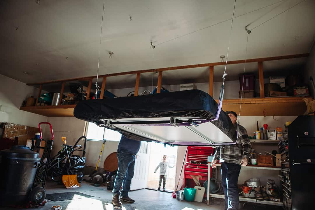 Rooftop Tent With A Pulley System, Storage Above Garage Rooftop